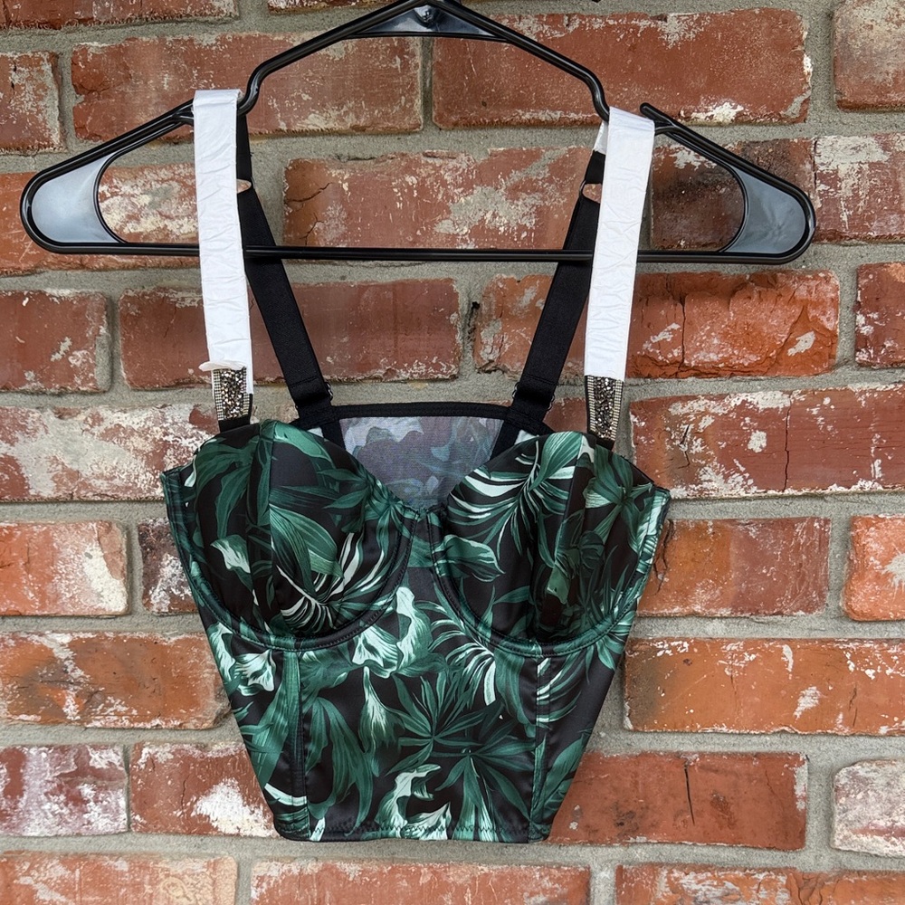 Victoria Secret Tropical Leaf Print Bustier Top size 32D and 34 DD available